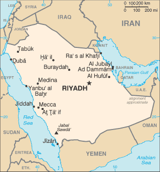 Mapa de Arabia Saudi y sus matrículas de coches