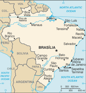 Mapa de Brasil y sus matrículas de coches