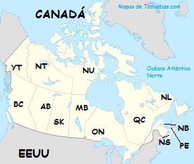 Mapa de Canadá en grande