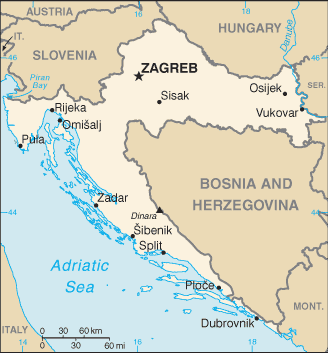 Mapa de Croacia en grande
