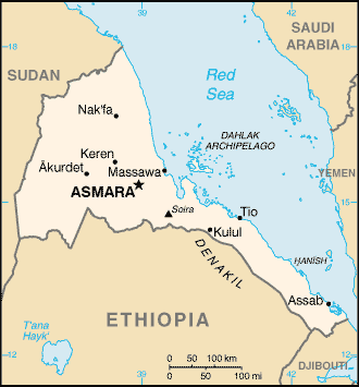 Mapa de Eritrea y sus matrículas de coches