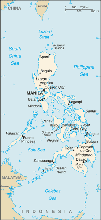 Mapa de Filipinas y sus matrículas de coches