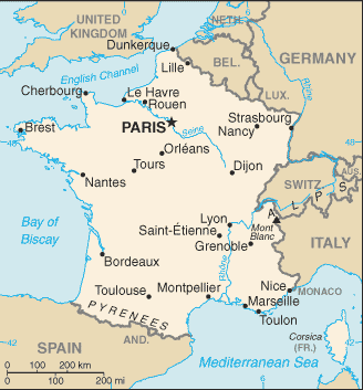 Mapa de Francia y sus matrículas de coches