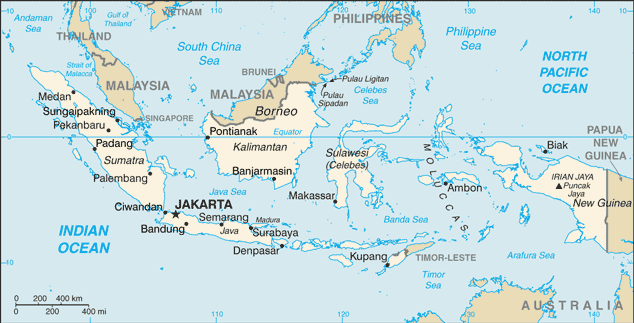 Mapa de Indonesia actualizado