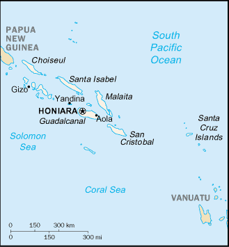 Mapa de Islas Salomón y sus matrículas de coches