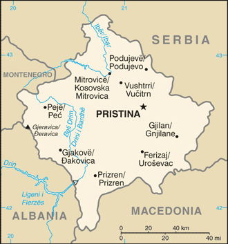 Mapa de Kosovo actualizado