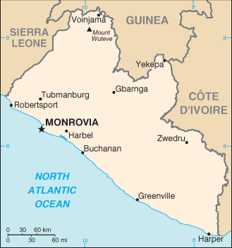 Mapa de Liberia en grande