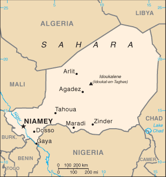 Mapa de Níger y sus matrículas de coches