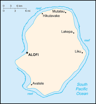 Mapa de Niue y sus matrículas de coches