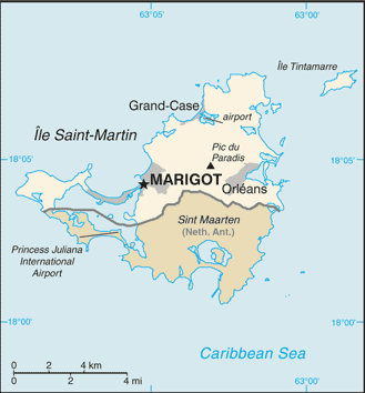 Mapa de Isla de San Martín y sus matrículas de coches