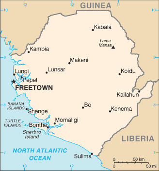Mapa de Sierra Leona en grande