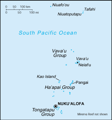 Mapa de Tonga y sus matrículas de coches
