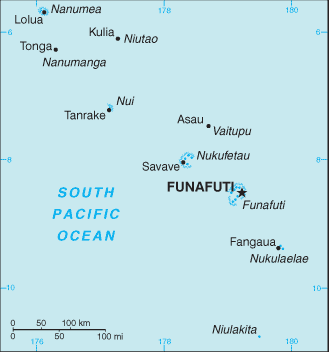 Mapa de Tuvalu y sus matrículas de coches
