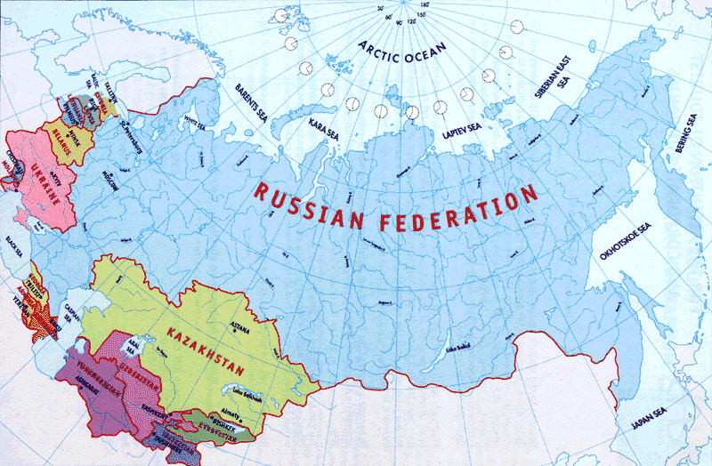 Mapa de Unión Soviética y sus matrículas de coches