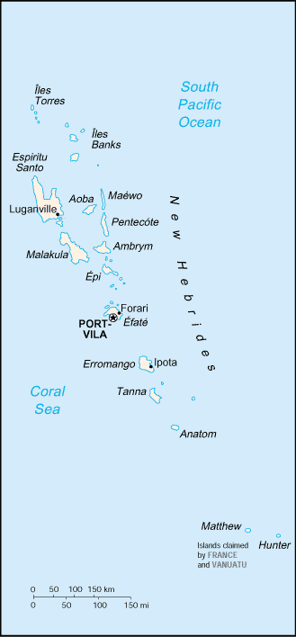 Mapa de Vanuatu y sus matrículas de coches