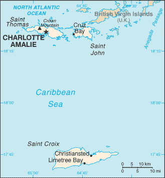 Mapa de Islas Vírgenes Estadounidenses en grande