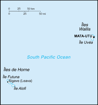 Mapa de Wallis y Futuna y sus matrículas de coches
