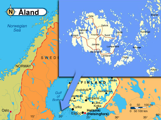 Mapa territorial global de Isla Aland Mapa del territorio actual de Isla Aland