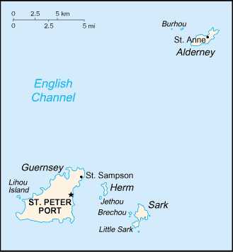 Mapa territorial global de Isla de Alderney Mapa del territorio actual de Isla de Alderney