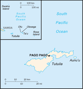 Mapa territorial global de Samoa Americana Mapa del territorio actual de Samoa Americana