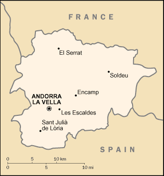 Mapa territorial global de Andorra Mapa del territorio actual de Andorra