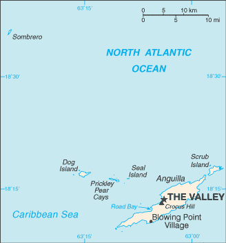 Mapa territorial global de Anguilla Mapa del territorio actual de Anguilla