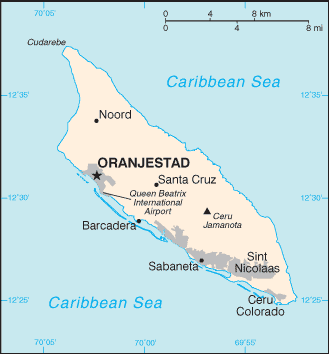 Mapa territorial global de Aruba Mapa del territorio actual de Aruba
