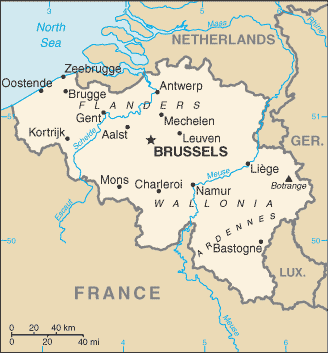 Mapa territorial global de Bélgica Mapa del territorio actual de Bélgica