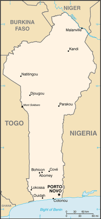 Mapa territorial global de Benín Mapa del territorio actual de Benín