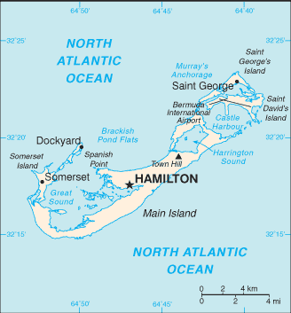 Mapa territorial global de Bermudas Mapa del territorio actual de Bermudas