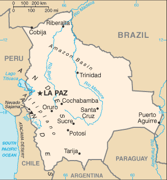 Mapa territorial global de Bolivia Mapa del territorio actual de Bolivia