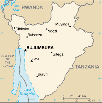 Mapa territorial global de Burundi Mapa del territorio actual de Burundi
