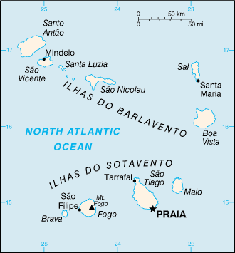 Mapa territorial global de Cabo Verde Mapa del territorio actual de Cabo Verde