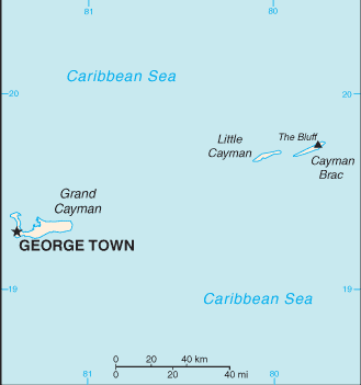 Mapa territorial global de Islas Cayman Mapa del territorio actual de Islas Cayman