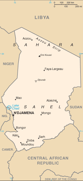 Mapa territorial global de Chad Mapa del territorio actual de Chad