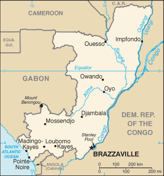Mapa territorial global de República del Congo Mapa del territorio actual de República del Congo