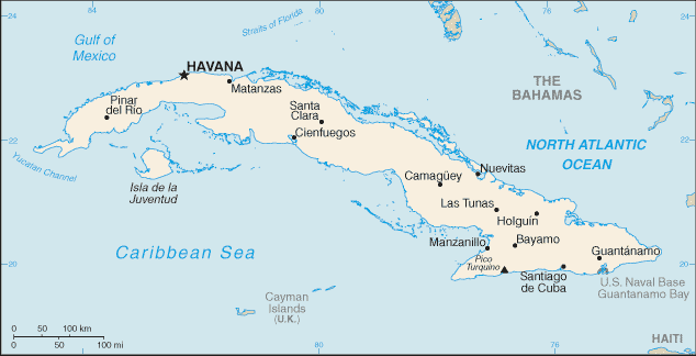 Mapa territorial global de Cuba Mapa del territorio actual de Cuba