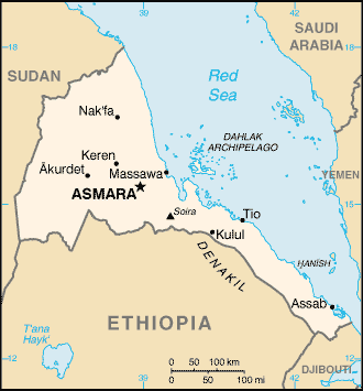 Mapa territorial global de Eritrea Mapa del territorio actual de Eritrea