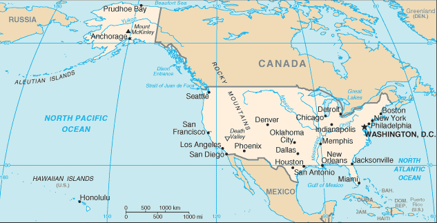 Mapa territorial global de Estados Unidos Mapa del territorio actual de Estados Unidos