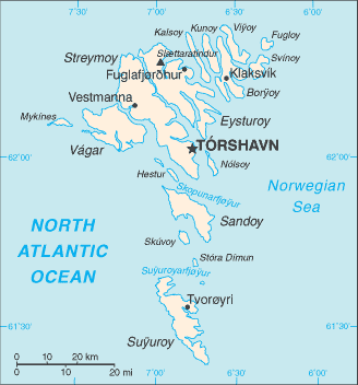 Mapa territorial global de Islas Faroe Mapa del territorio actual de Islas Faroe