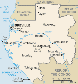 Mapa territorial global de Gabon Mapa del territorio actual de Gabon