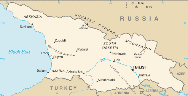 Mapa territorial global de Georgia Mapa del territorio actual de Georgia