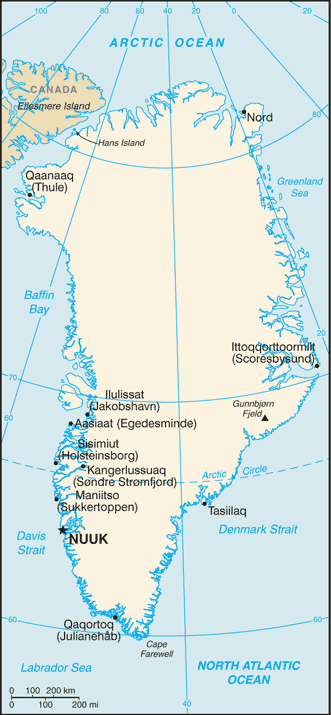 Mapa territorial global de Groenlandia Mapa del territorio actual de Groenlandia