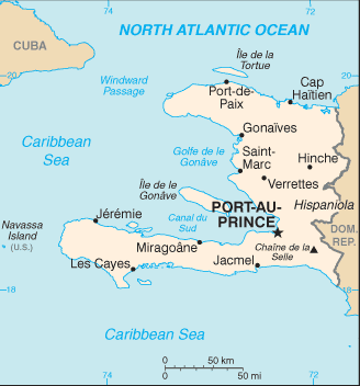 Mapa territorial global de Haiti Mapa del territorio actual de Haiti