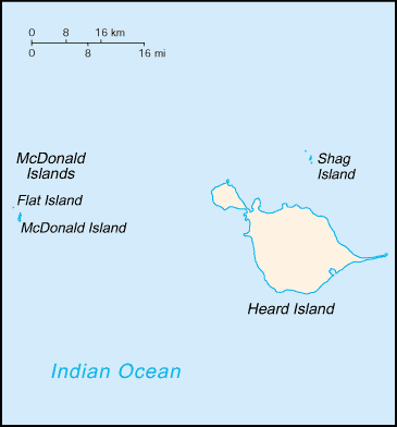 Mapa territorial global de Heard Island and McDonald Islands Mapa del territorio actual de Heard Island and McDonald Islands