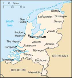 Mapa territorial global de Holanda Mapa del territorio actual de Holanda