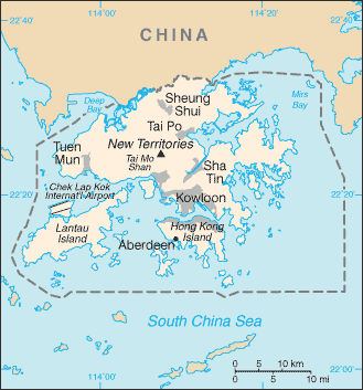 Mapa territorial global de Hong Kong Mapa del territorio actual de Hong Kong