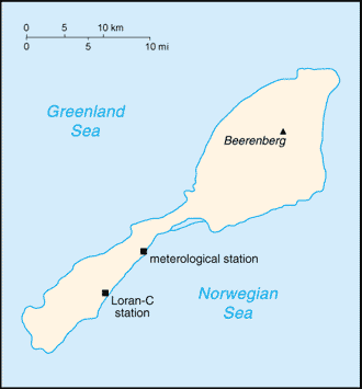 Mapa territorial global de Jan Mayen Mapa del territorio actual de Jan Mayen