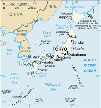 Mapa territorial global de Japón Mapa del territorio actual de Japón