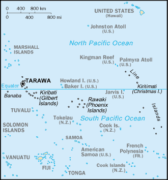 Mapa territorial global de Kiribati Mapa del territorio actual de Kiribati